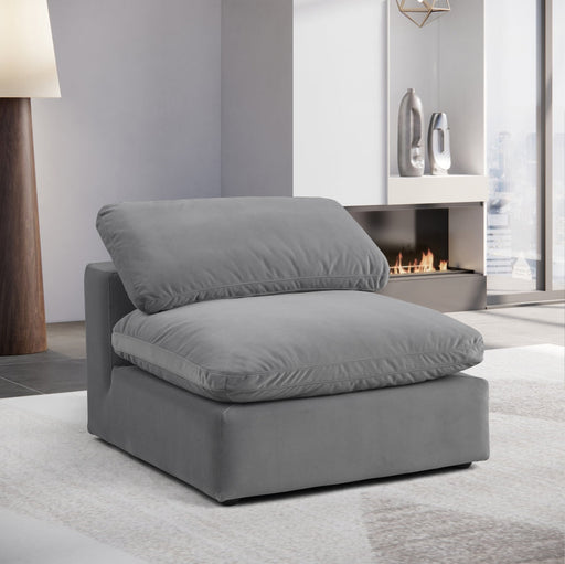 Comfy Velvet Armless Chair Grey - 189Grey-Armless - Vega Furniture