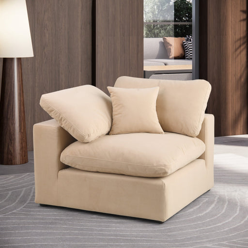 Comfy Velvet Corner Chair Beige - 189Beige-Corner - Vega Furniture