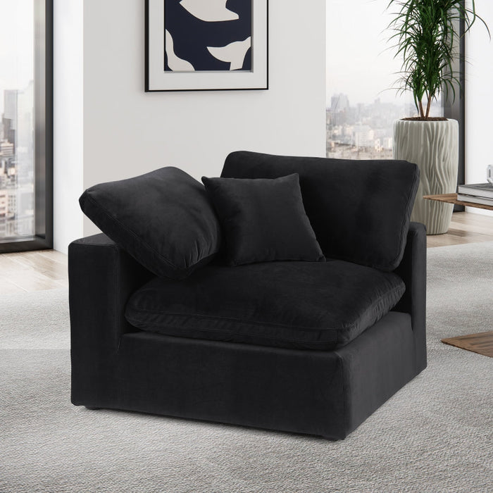 Comfy Velvet Corner Chair Black - 189Black-Corner - Vega Furniture