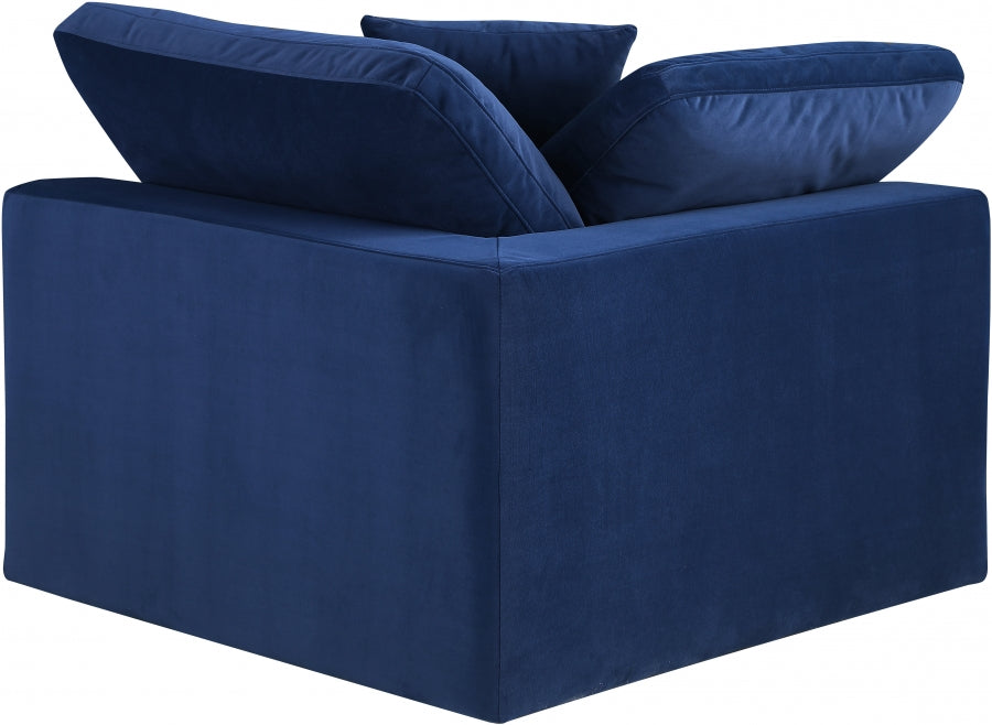 Comfy Velvet Corner Chair Blue - 189Navy-Corner - Vega Furniture