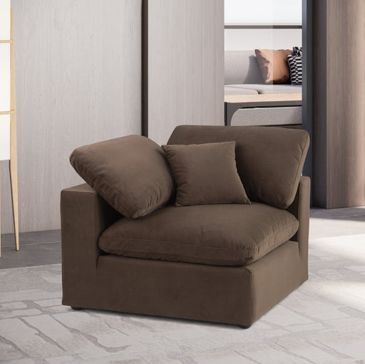 Comfy Velvet Corner Chair Brown - 189Brown-Corner - Vega Furniture