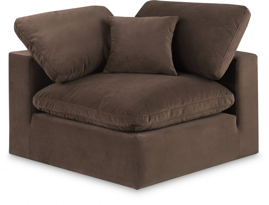 Comfy Velvet Corner Chair Brown - 189Brown-Corner - Vega Furniture