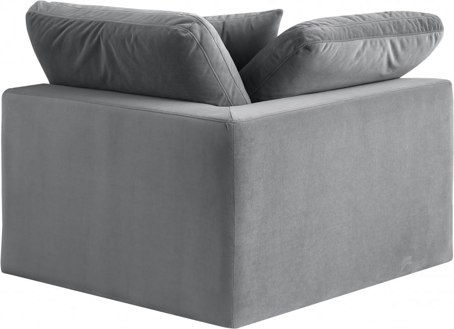 Comfy Velvet Corner Chair Grey - 189Grey-Corner - Vega Furniture