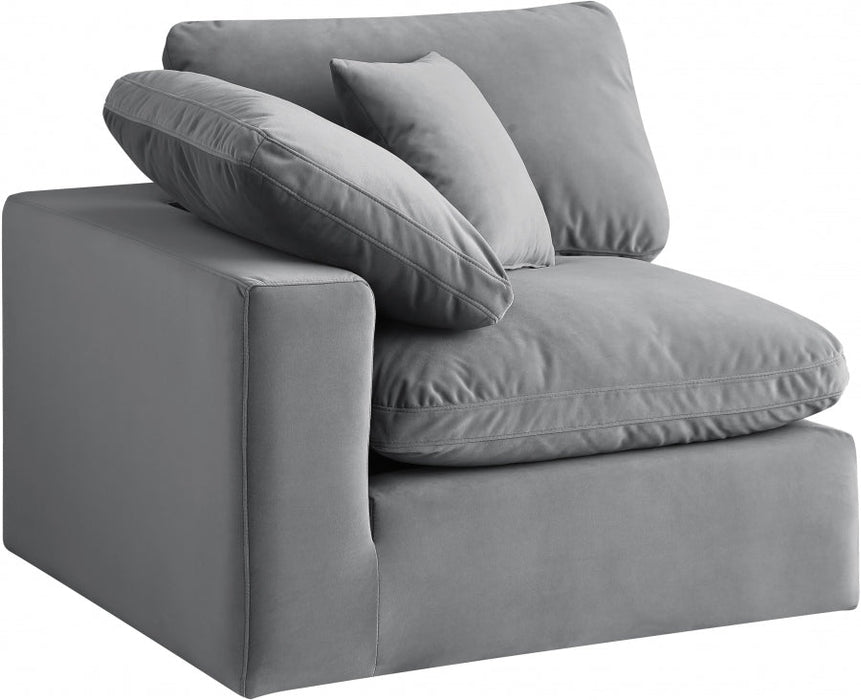 Comfy Velvet Corner Chair Grey - 189Grey-Corner - Vega Furniture