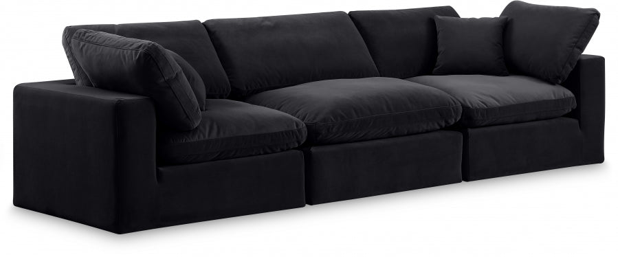 Comfy Velvet Sofa Black - 189Black-S119 - Vega Furniture