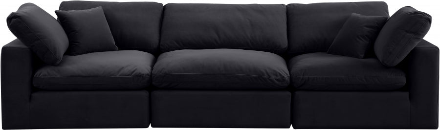 Comfy Velvet Sofa Black - 189Black-S119 - Vega Furniture