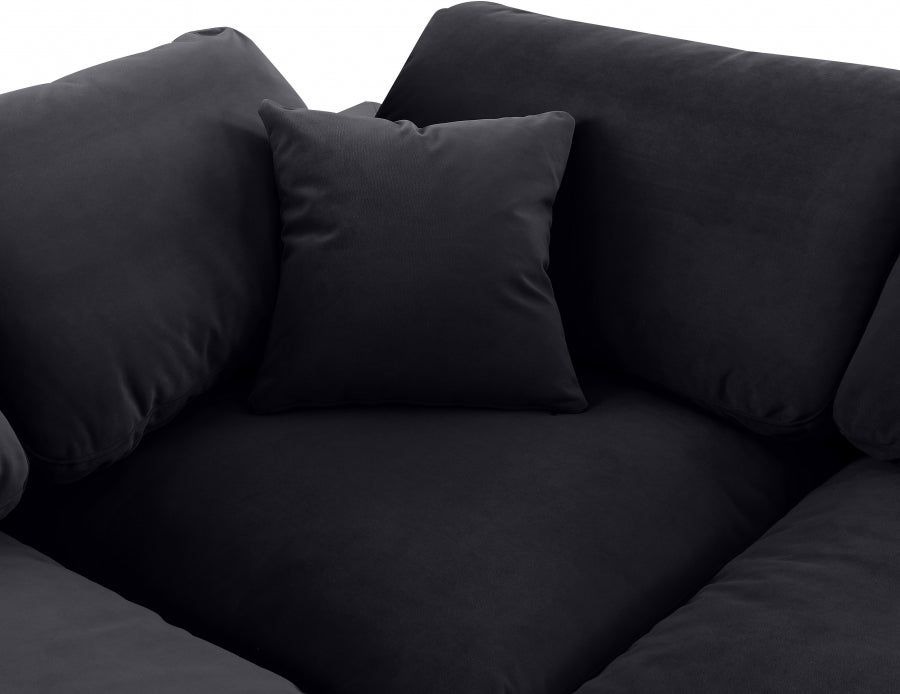 Comfy Velvet Sofa Black - 189Black-S119 - Vega Furniture