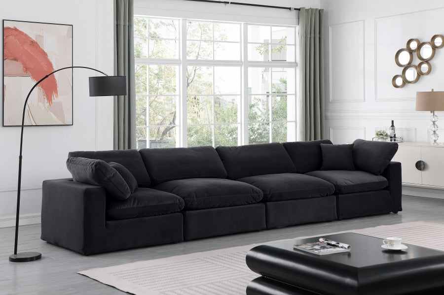 Comfy Velvet Sofa Black - 189Black-S158 - Vega Furniture