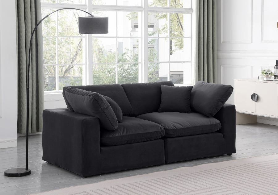 Comfy Velvet Sofa Black - 189Black-S80 - Vega Furniture