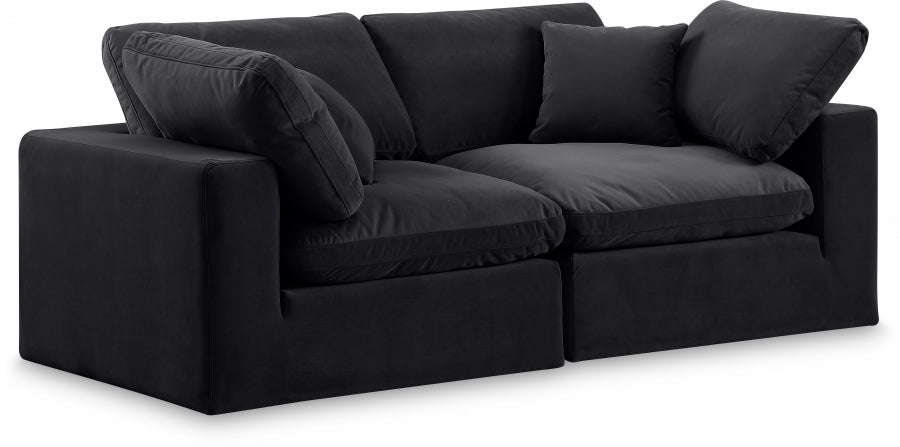 Comfy Velvet Sofa Black - 189Black-S80 - Vega Furniture