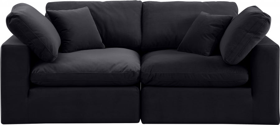 Comfy Velvet Sofa Black - 189Black-S80 - Vega Furniture