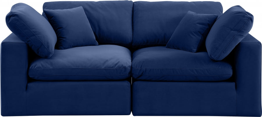 Comfy Velvet Sofa Blue - 189Navy-S80 - Vega Furniture