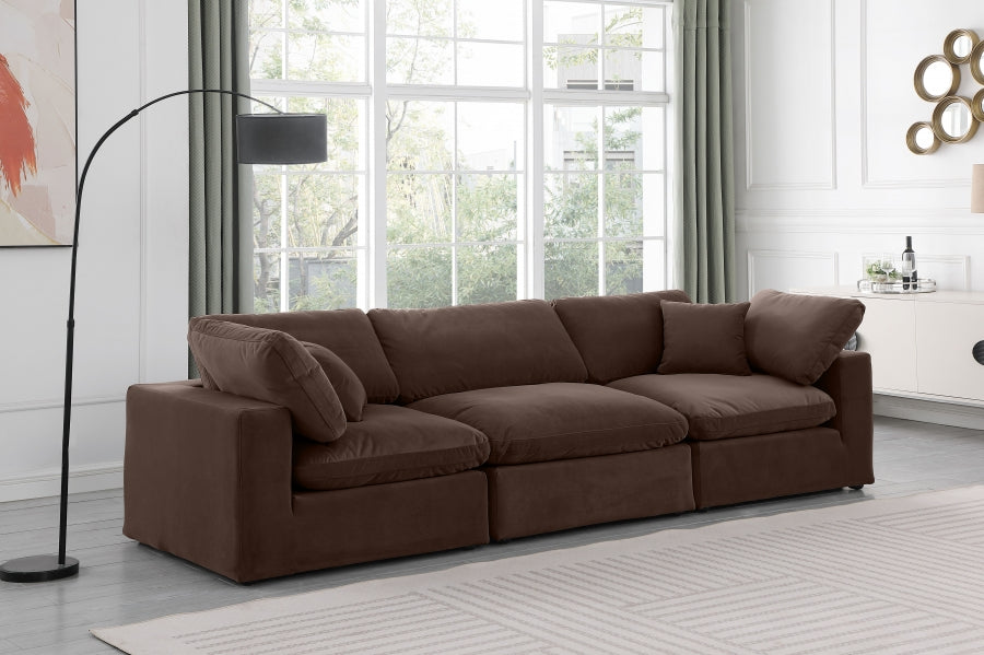 Comfy Velvet Sofa Brown - 189Brown-S119 - Vega Furniture