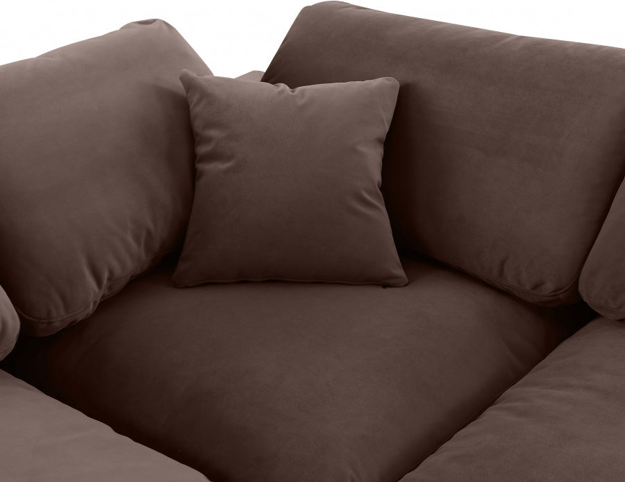 Comfy Velvet Sofa Brown - 189Brown-S158 - Vega Furniture