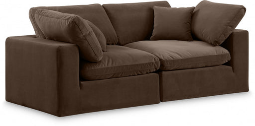 Comfy Velvet Sofa Brown - 189Brown-S80 - Vega Furniture