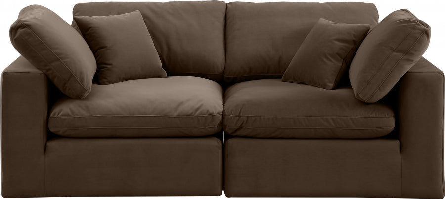 Comfy Velvet Sofa Brown - 189Brown-S80 - Vega Furniture