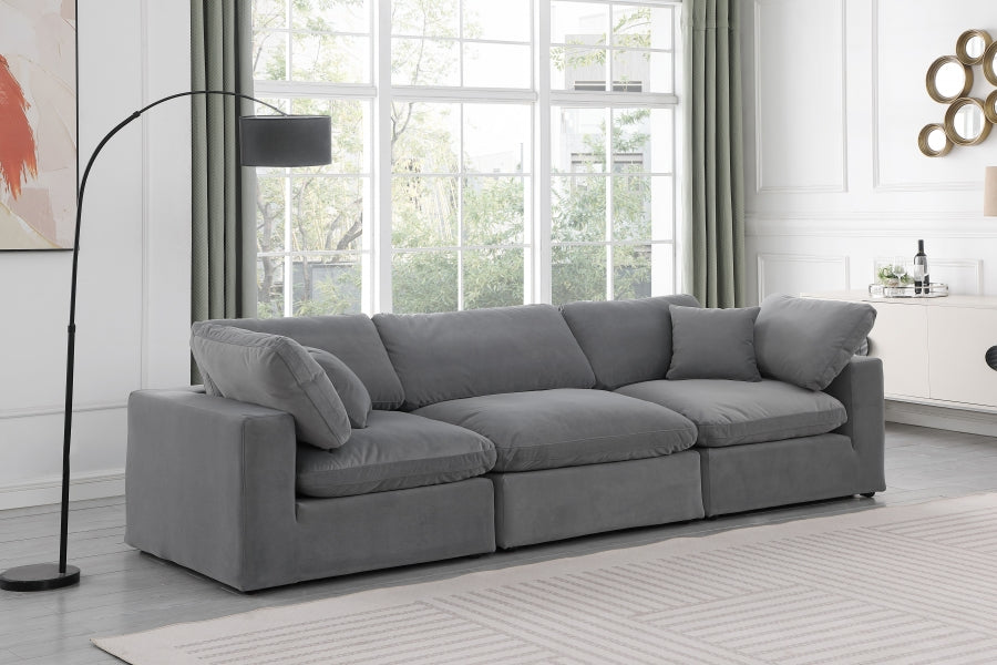 Comfy Velvet Sofa Grey - 189Grey-S119 - Vega Furniture