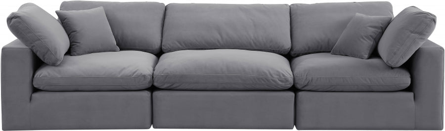 Comfy Velvet Sofa Grey - 189Grey-S119 - Vega Furniture