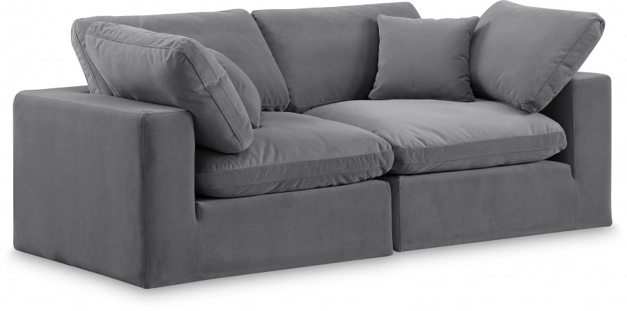 Comfy Velvet Sofa Grey - 189Grey-S80 - Vega Furniture