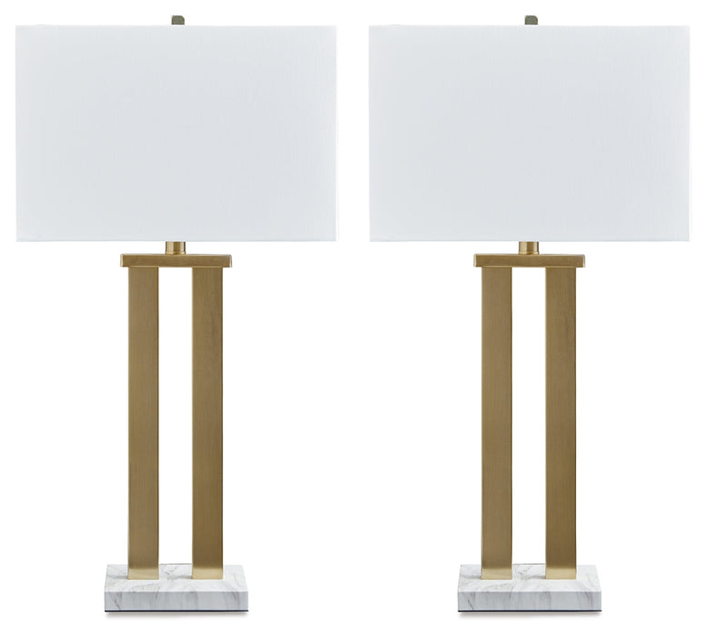 Coopermen Gold Finish/White Table Lamp (Set of 2) - L204534 - Vega Furniture