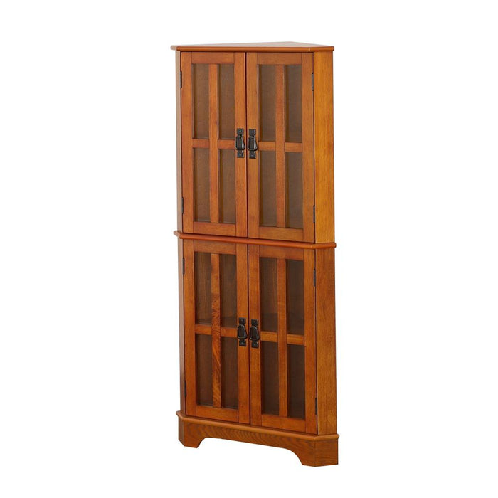 Coreosis Golden Brown 4-Shelf Corner Curio Cabinet - 950185 - Vega Furniture