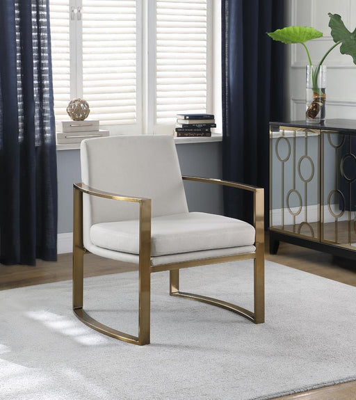Cory Cream/Bronze Concave Metal Arm Accent Chair - 903048 - Vega Furniture