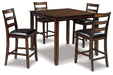 Coviar Brown 5-Piece Counter Height Set - D385-223 - Vega Furniture