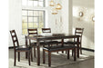 Coviar Brown Dining Table and Chairs with Bench, Set of 6 - D385-325 - Vega Furniture