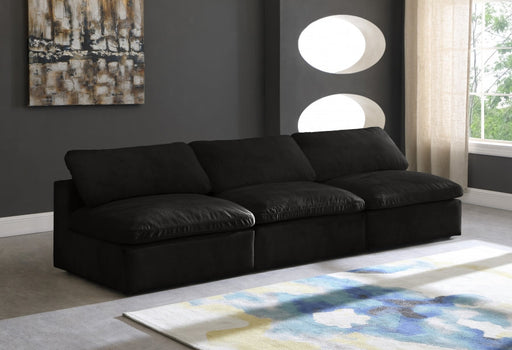 Cozy Black Velvet Modular Fiber Filled Cloud-Like Comfort Overstuffed 117" Armless Sofa - 634Black-S117 - Vega Furniture