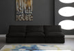 Cozy Black Velvet Modular Fiber Filled Cloud-Like Comfort Overstuffed 117" Armless Sofa - 634Black-S117 - Vega Furniture