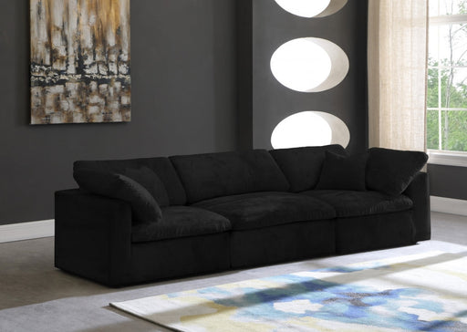 Cozy Black Velvet Modular Fiber Filled Cloud-Like Comfort Overstuffed 119" Sofa - 634Black-S119 - Vega Furniture