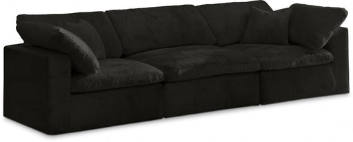 Cozy Black Velvet Modular Fiber Filled Cloud-Like Comfort Overstuffed 119" Sofa - 634Black-S119 - Vega Furniture