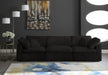 Cozy Black Velvet Modular Fiber Filled Cloud-Like Comfort Overstuffed 119" Sofa - 634Black-S119 - Vega Furniture