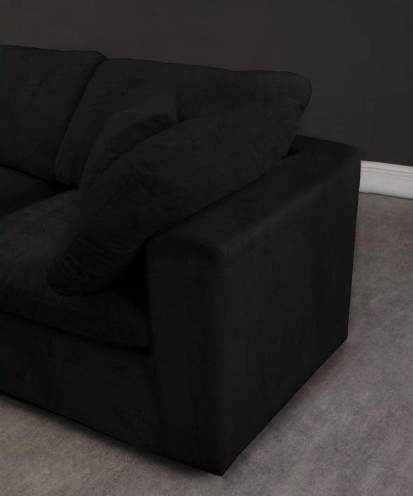 Cozy Black Velvet Modular Fiber Filled Cloud-Like Comfort Overstuffed 119" Sofa - 634Black-S119 - Vega Furniture