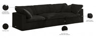 Cozy Black Velvet Modular Fiber Filled Cloud-Like Comfort Overstuffed 119" Sofa - 634Black-S119 - Vega Furniture