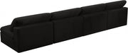 Cozy Black Velvet Modular Fiber Filled Cloud-Like Comfort Overstuffed 156" Armless Sofa - 634Black-S156 - Vega Furniture