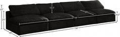 Cozy Black Velvet Modular Fiber Filled Cloud-Like Comfort Overstuffed 156" Armless Sofa - 634Black-S156 - Vega Furniture