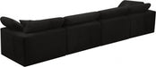 Cozy Black Velvet Modular Fiber Filled Cloud-Like Comfort Overstuffed 158" Sofa - 634Black-S158 - Vega Furniture