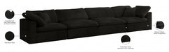 Cozy Black Velvet Modular Fiber Filled Cloud-Like Comfort Overstuffed 158" Sofa - 634Black-S158 - Vega Furniture