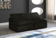 Cozy Black Velvet Modular Fiber Filled Cloud-Like Comfort Overstuffed 78" Armless Loveseat - 634Black-S78 - Vega Furniture