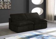 Cozy Black Velvet Modular Fiber Filled Cloud-Like Comfort Overstuffed 78