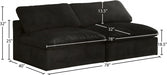 Cozy Black Velvet Modular Fiber Filled Cloud-Like Comfort Overstuffed 78" Armless Loveseat - 634Black-S78 - Vega Furniture