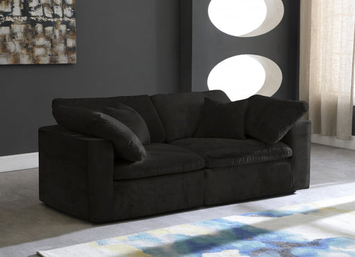 Cozy Black Velvet Modular Fiber Filled Cloud-Like Comfort Overstuffed 80" Loveseat - 634Black-S80 - Vega Furniture