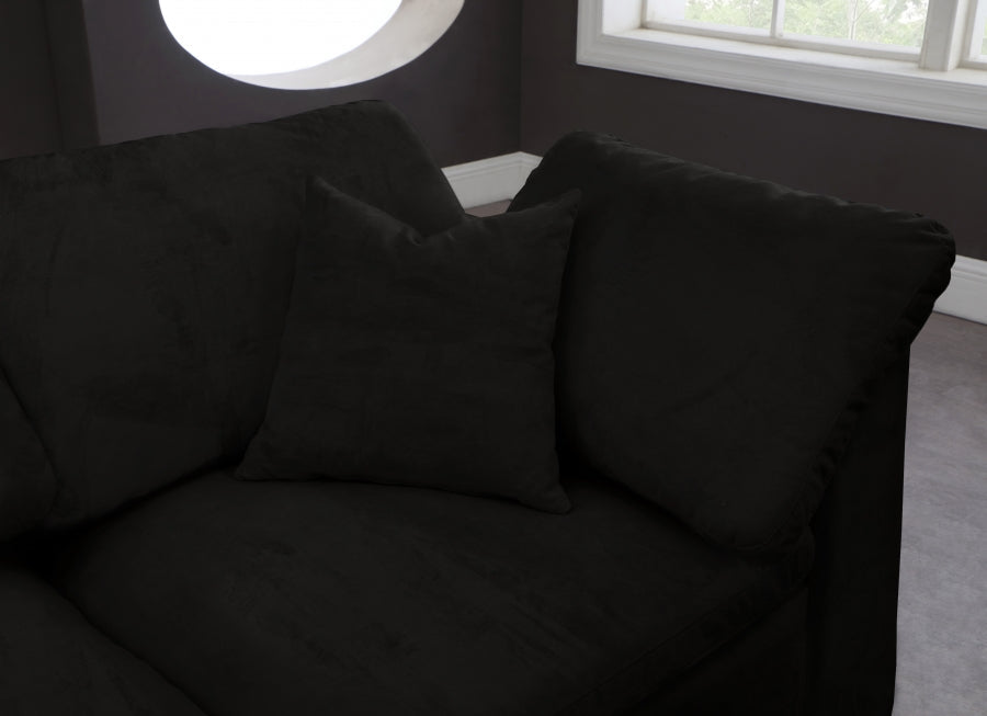 Cozy Black Velvet Modular Fiber Filled Cloud-Like Comfort Overstuffed 80" Loveseat - 634Black-S80 - Vega Furniture