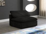 Cozy Black Velvet Modular Fiber Filled Cloud-Like Comfort Overstuffed Armless Chair - 634Black-Armless - Vega Furniture