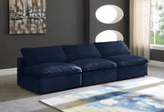 Cozy Blue Velvet Modular Fiber Filled Cloud-Like Comfort Overstuffed 117