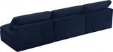 Cozy Blue Velvet Modular Fiber Filled Cloud-Like Comfort Overstuffed 117" Armless Sofa - 634Navy-S117 - Vega Furniture