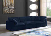 Cozy Blue Velvet Modular Fiber Filled Cloud-Like Comfort Overstuffed 119