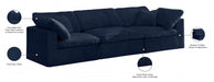 Cozy Blue Velvet Modular Fiber Filled Cloud-Like Comfort Overstuffed 119" Sofa - 634Navy-S119 - Vega Furniture