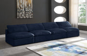 Cozy Blue Velvet Modular Fiber Filled Cloud-Like Comfort Overstuffed 156